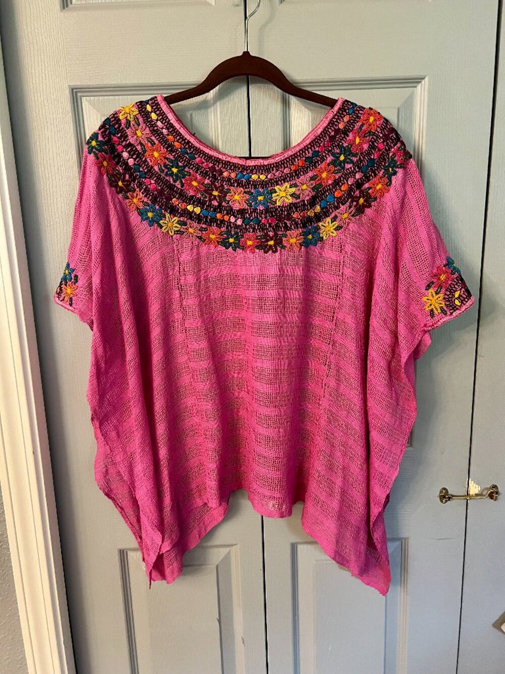 Hand Embroidery Poncho/Beach Cover up from Mexico NEW